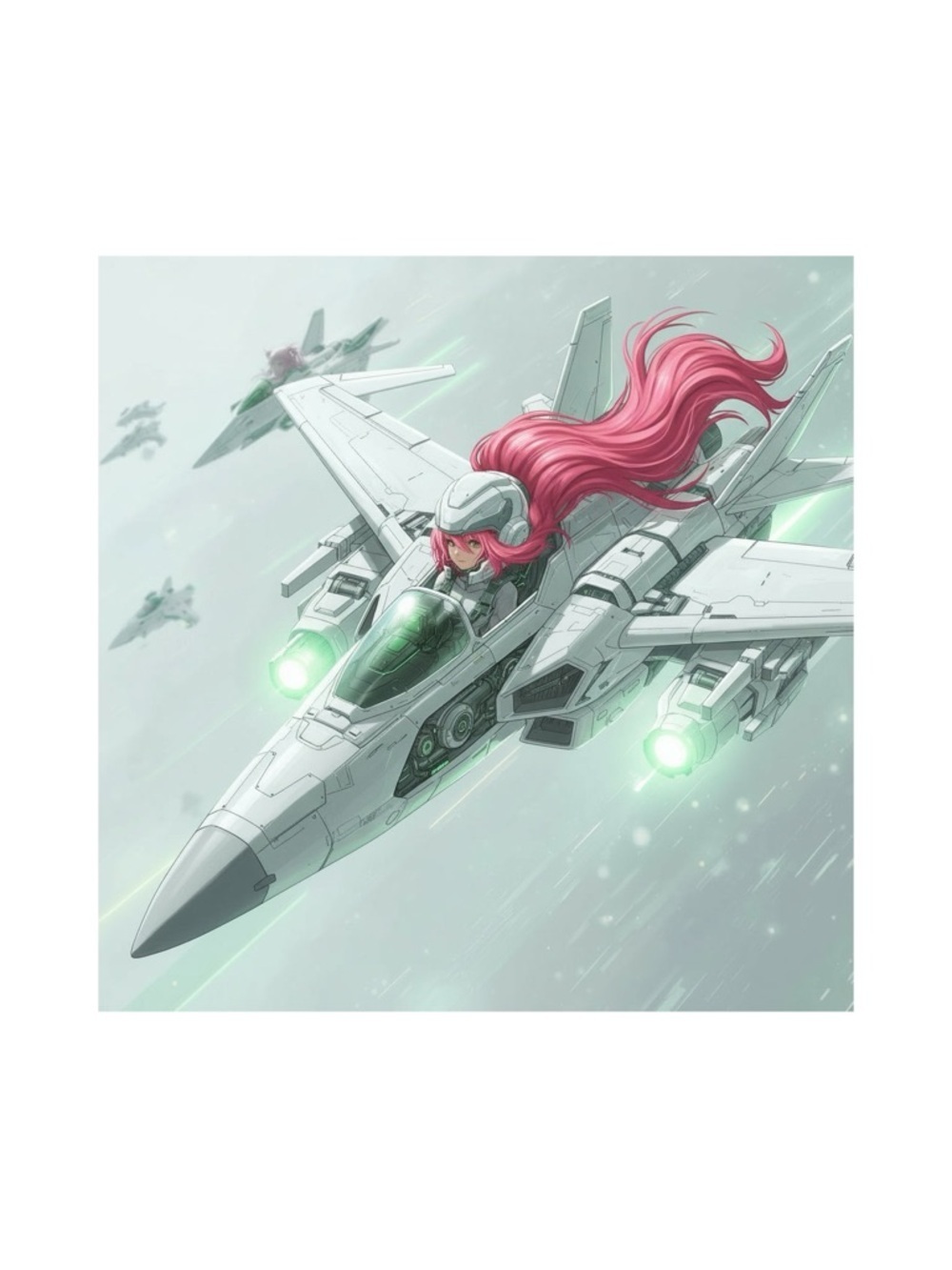 Pink-Haired Pilot Jet digital Art Poster - Unbranded